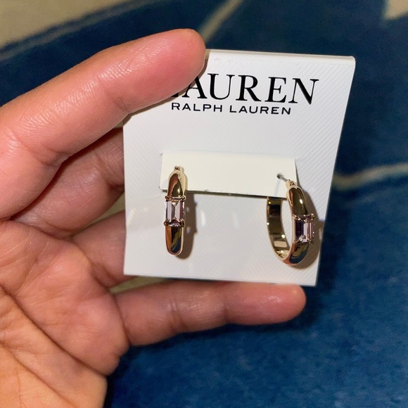 Ralph Lauren Gold and Silver Hoop Earrings - Picture 6 of 7